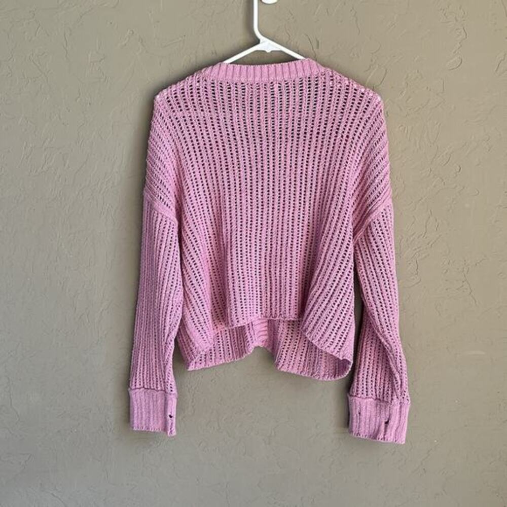 American Eagle pink chunky knit‎ from button oversized sweater size medium - Picture 4 of 4